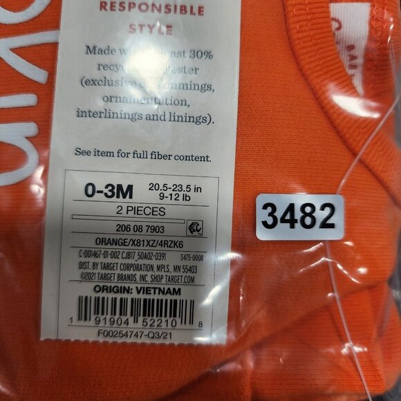 Girls Cat & Jack Little Pumpkin Sweatshirt & Legging Set Halloween 0-3 Months - Picture 11 of 11